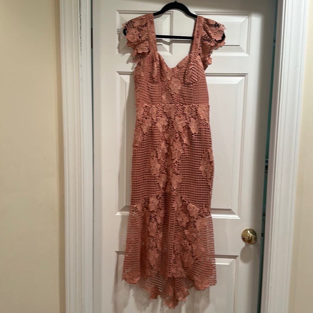 Bardot lace midi dress